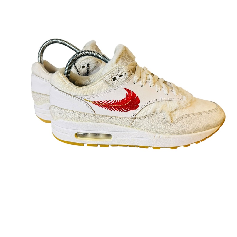 Nike Air Max 1 Coast Sail White Red Feather Swoosh Mens 8 Sneaker FJ4735-100 - Picture 3 of 12